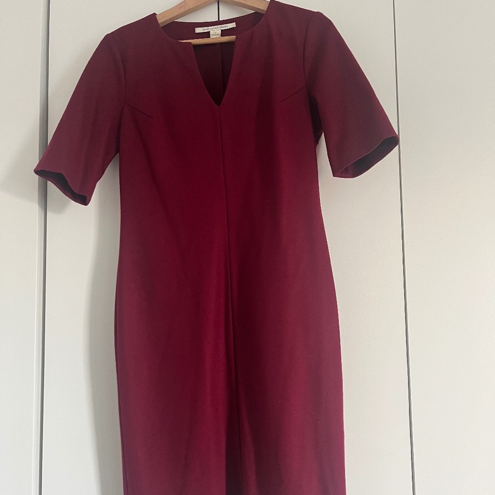 DVF Burgundy / Maroon Wool Sheath Dress Sz10
